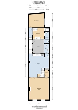 Floorplan - Oude Singel 76, 2312 RD Leiden